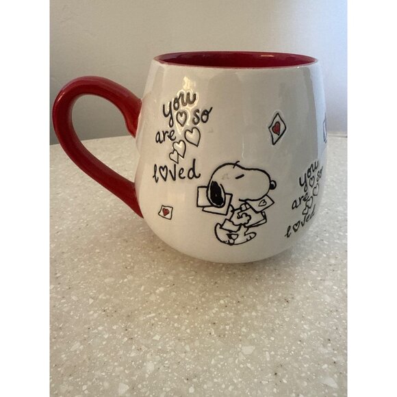 Peanuts Snoopy "You Are So Loved" Ceramic Mug Red & White Dishwasher & Microwave - Picture 3 of 5